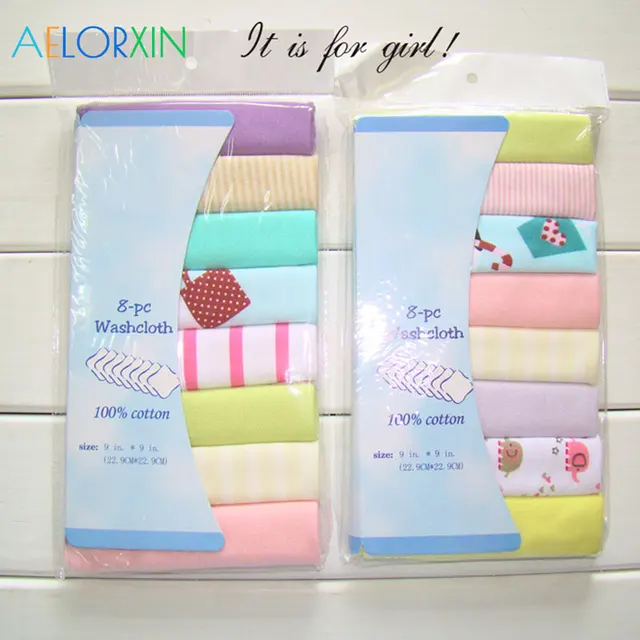 Baby Towels 100% Cotton 8Pcs/Lot Newborn Baby Boys Girls Washcloth Baby Bath Children's TowelNursing Towel Bibs Feeding 3