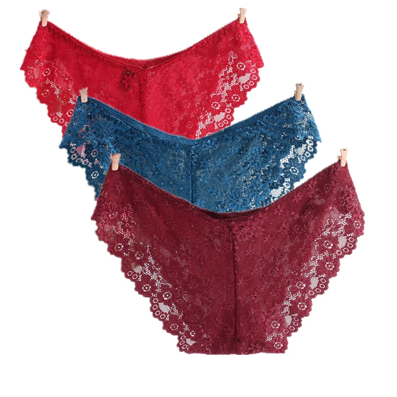 3 unids/lote bragas tiras ropa interior de encaje completo mujeres G string lencería Sexy damas íntima culotte Mujer|culotte femme|strappy pantieswomen g-string -