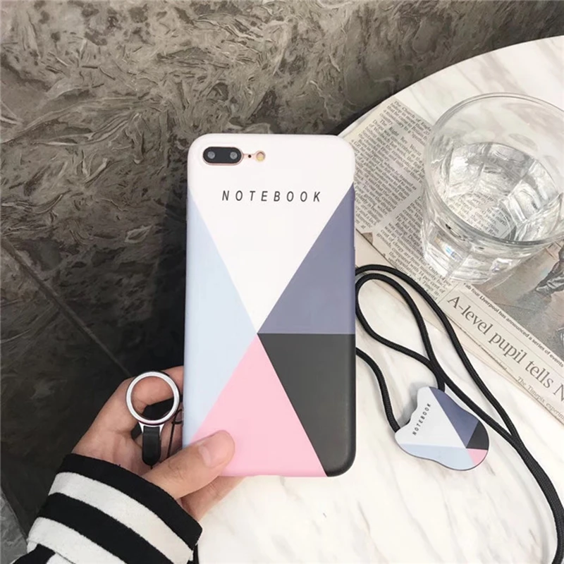HOCAYU Fancy Geometric Desain Handphone Kasus untuk Iphone 6 6 s 6 ditambah 7 7 ditambah 8 8 ditambah Kasus IMD Lembut TPU Dengan Tali Funda Celular