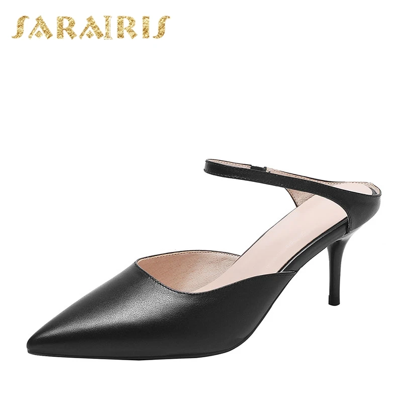 

Sarairis 2019 Party Sexy Elegant Women Shoes Genuine Leather Pointed Toe Summer High Hells Sandals Shoes Woman