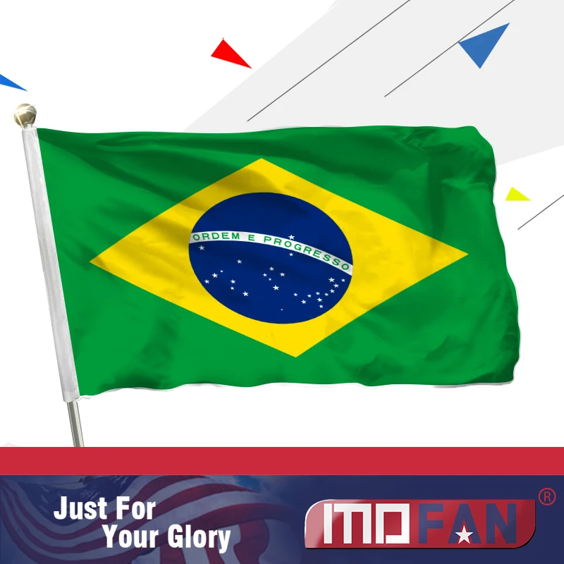 

MOFAN 3X5 Foot Brazil Flag Polyester Flag - Canvas Header and Double Stitched - Brazilian National Flags Polyester 3 X 5 Ft