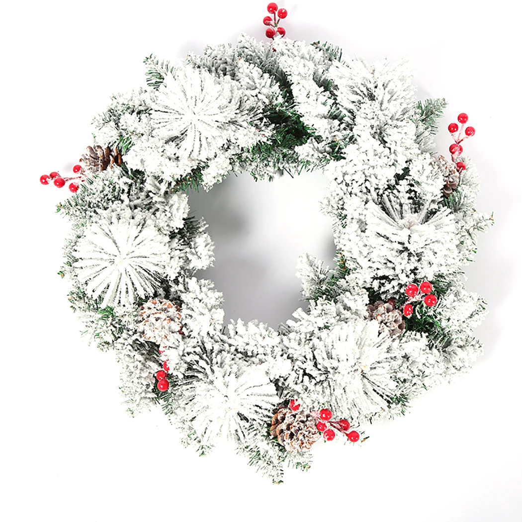 

19.69'' Christmas Wreath Snow Frost Artificial Hanging Decor Wreath For Christmas Ornaments