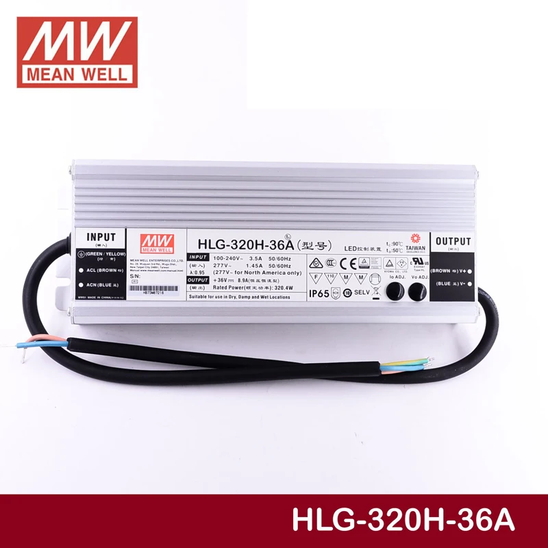 MEAN WELL светодиодный драйвер MW ELG HLG 36 в 48 в 75 Вт 100 Вт 150 Вт 200 Вт 240 Вт 300 Вт 480 Вт 600 Вт блок питания IP65 Meanwell Регулируемый трансформатор