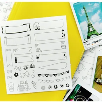 

6sheets Blank Paper Sticker DIY Diary Calendar Seal Stickers For Notebook Album Scrapbooking Decoration