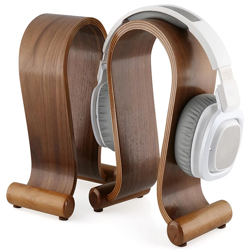 New Wooden Headphones Stand Headset Holder Display Racks Hanger Shelf