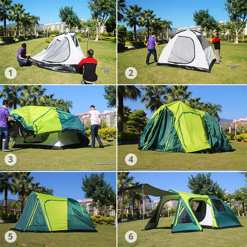 COOLWALK кемпинг палатка открытый двухслойный туристический тент Большой четыре сезона водонепроницаемый две двери Семейные палатки для 3-4 человек