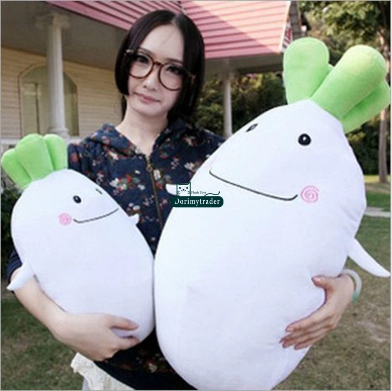 Dorimytrader New Lovely 70cm Big Plush Cartoon Radish Plush Pillow Doll 28''  Giant Soft White Radish Stuffed Toy DY61493 (9)