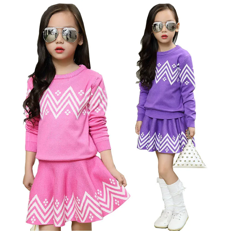

Children Girls clothing set winter teenage girls sport suit sweater skirt 2pcs school kids clothes tracksuit 4~13T girls clothes