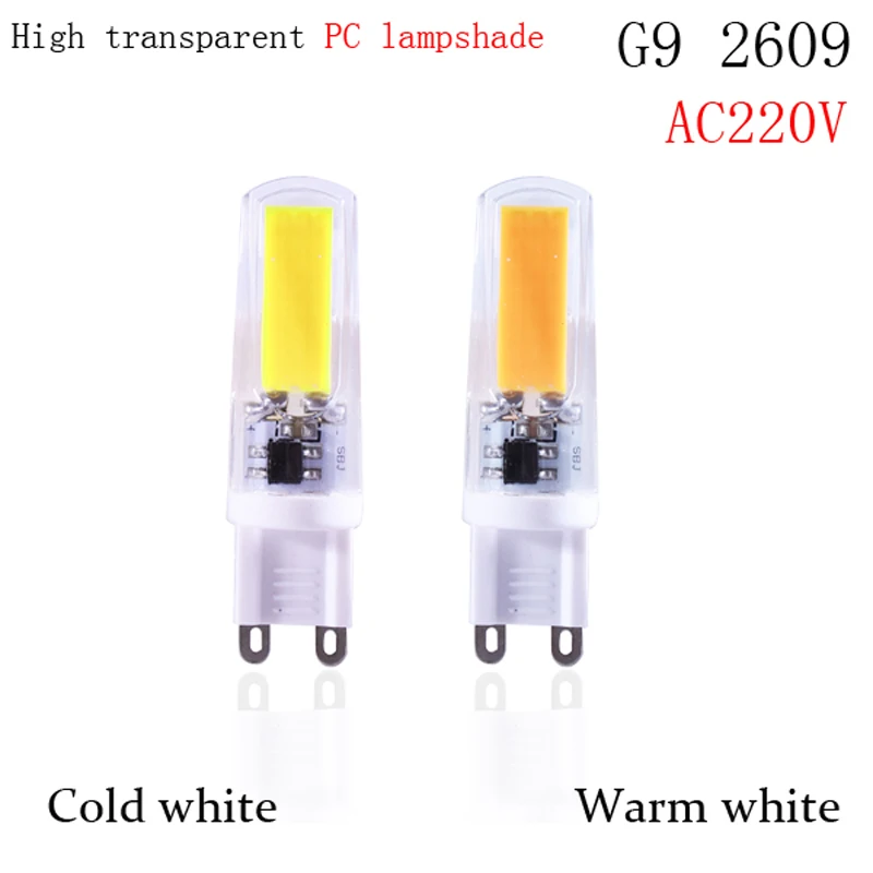 1 шт./лот супер яркая светодиодная лампа G4 G9 COB 6 Вт 9 AC/DC12V AC 220 В лампада