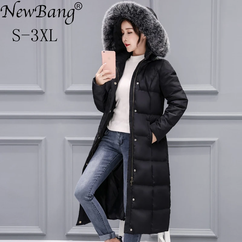 

NewBang Brand Winter Jacket Women Feather Parka Real Fur Collar Coat Women Long Duck Down Windbreaker Thick Warm Jacket