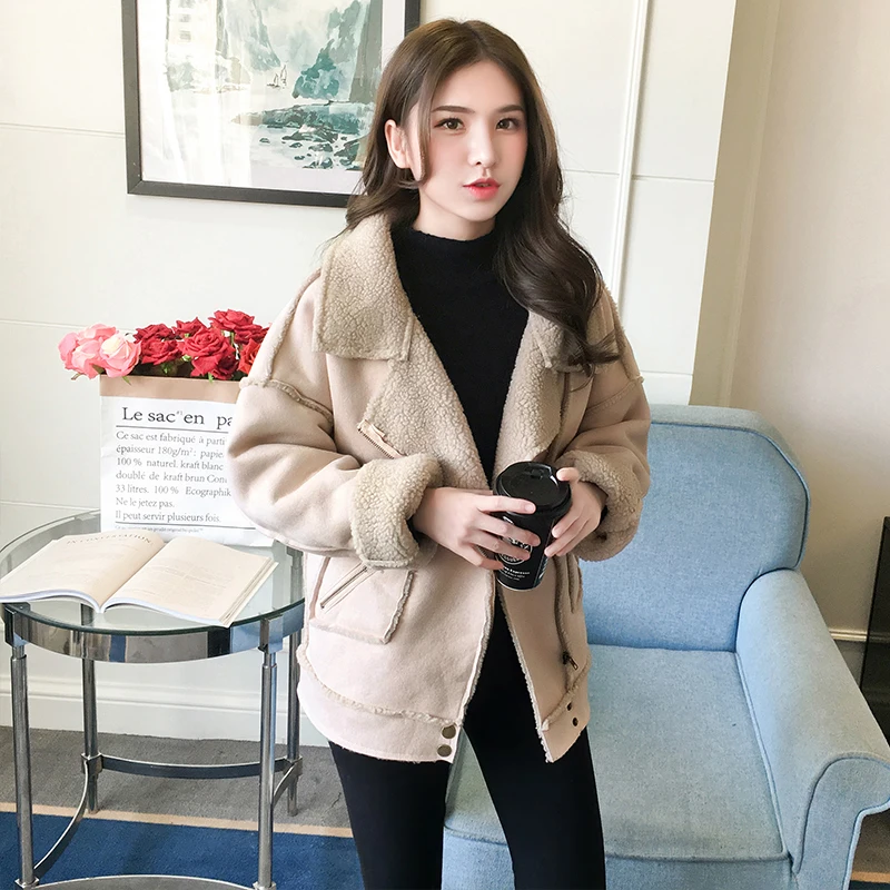 autumn winter clothing new Korean deer velvet lamb fur collar jacket female short paragraph fur one thick bomber jacket women autumn winter clothing new Korean deer velvet lamb fur collar jacket female short paragraph fur one thick bomber jacket women