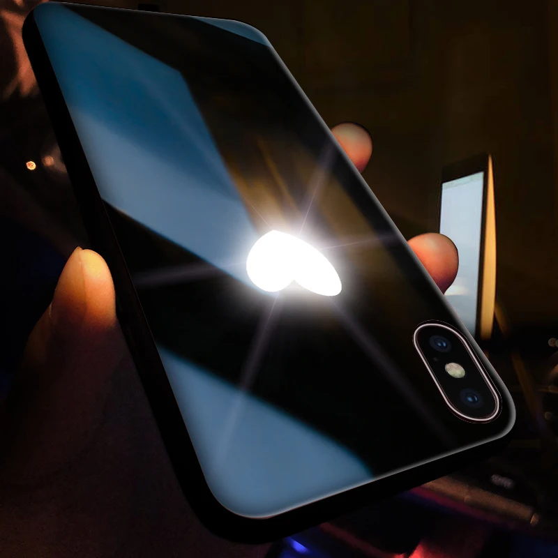 Mofi умный светодиодный светящийся чехол для телефона для iPhone XS MAX чехол для Apple iPhone XR Funda роскошное Силиконовое стекло с милым рисунком