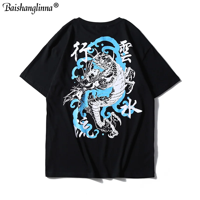 

Baishanglinna Chinese Harajuku Style dragon Printed Tshirts Streetwear 2019 Men Hip Hop Casual T Shirts Male Short Sleeve Tops