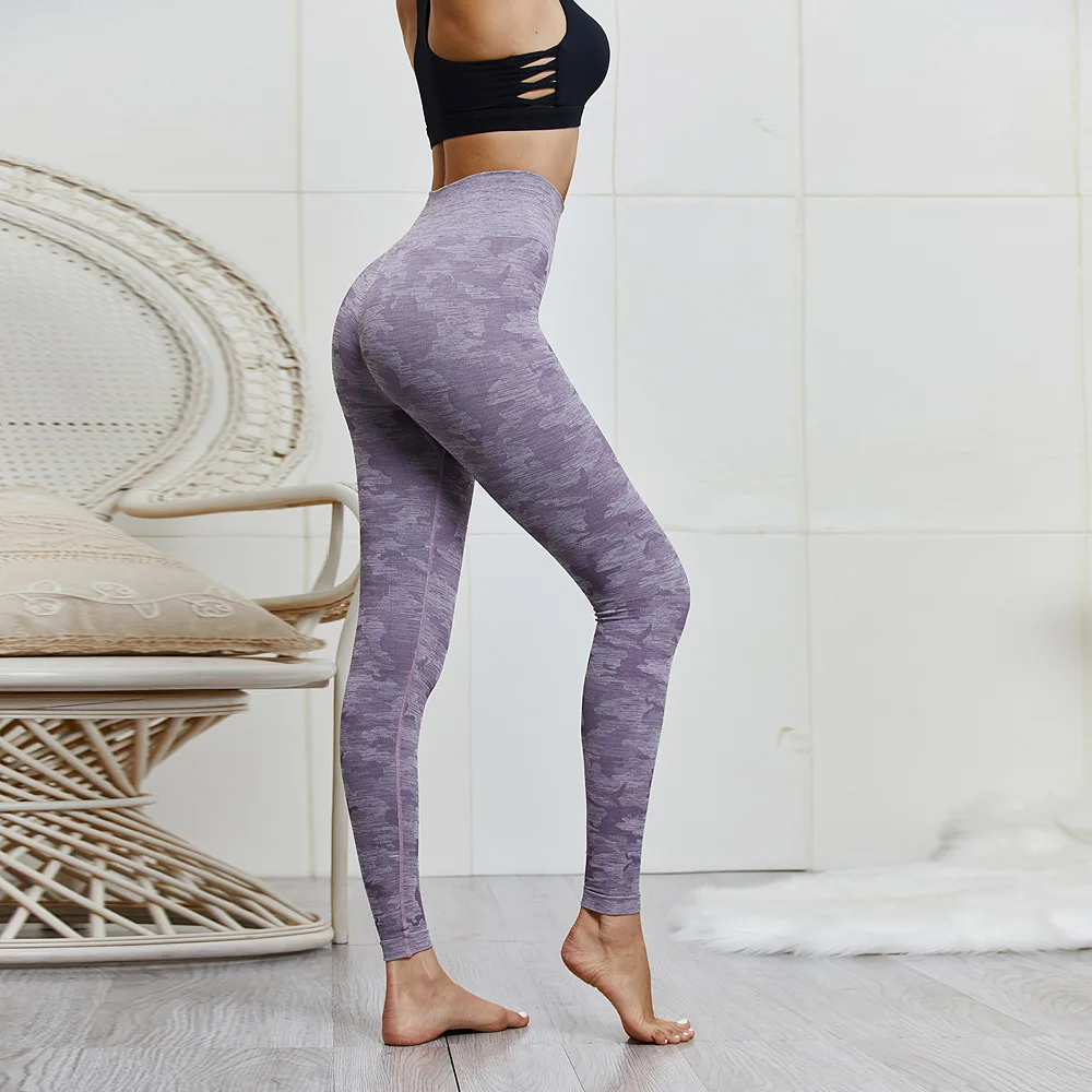 

2019 new camouflage seamless leggings high waist women's sports leggings camouflage fitness yoga pants women's sports leggings