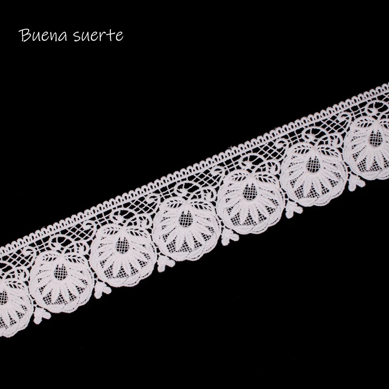 

Buena suerte Embroidered Milk Silk Lace Ribbon Sewing Applique Lace Trims DIY Tape Wedding Party Decor Craft Width 6.5cm TM021