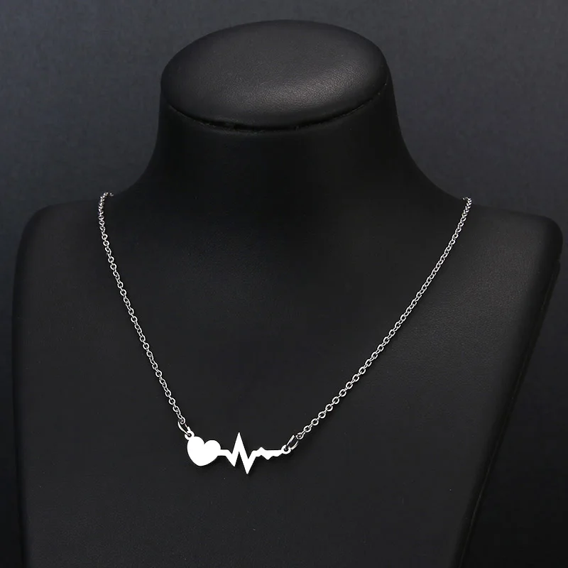 Hibobi Necklace Women Stainless Steel Jewelry Heart Trendy Necklaces Pendants Chain Donot Fade Valentine's Day Gift (6)
