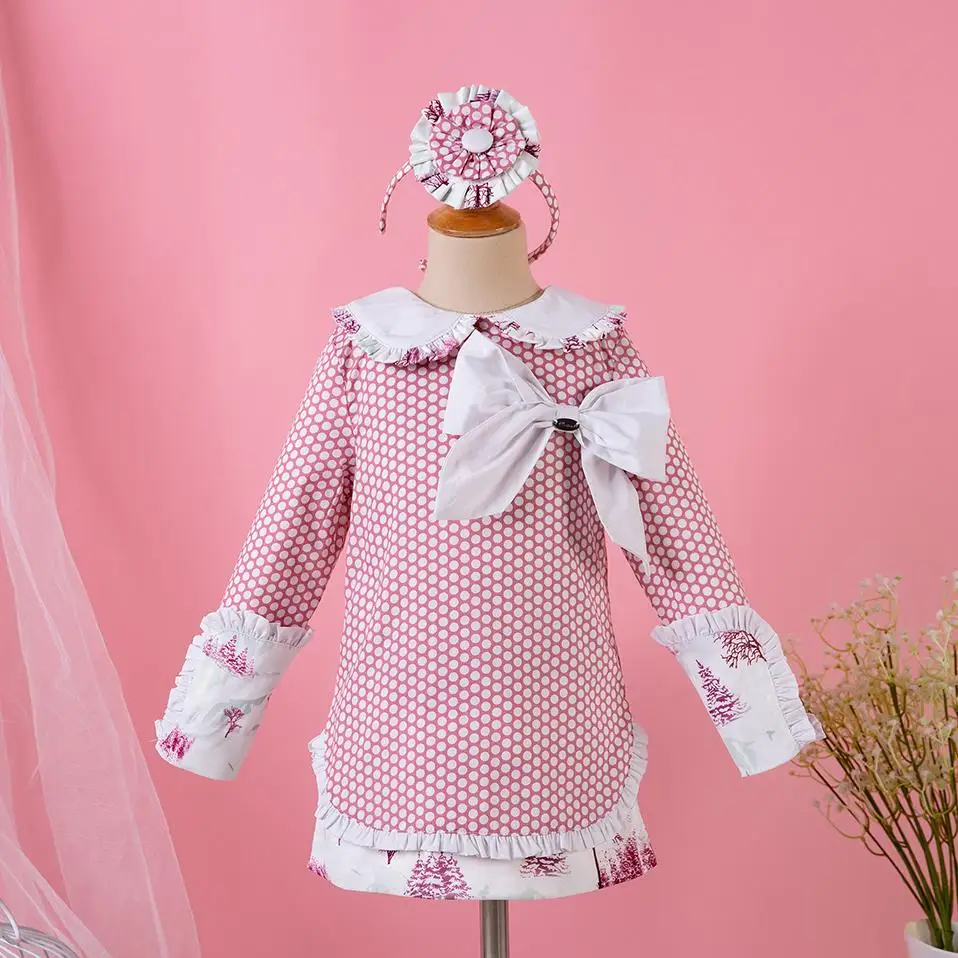 Pettigirl/изысканное платье для девочек; детское платье в стиле ретро; винтажная одежда для малышей; Платья с цветочным принтом и длинными рукавами для девочек
