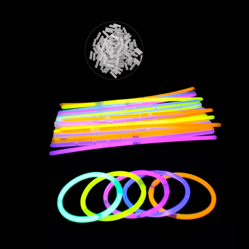 100 шт многоцветный свет палочки светящиеся флуоресцентные палочки Браслеты ожерелья неоновые вечерние светящиеся украшения светящиеся игрушки
