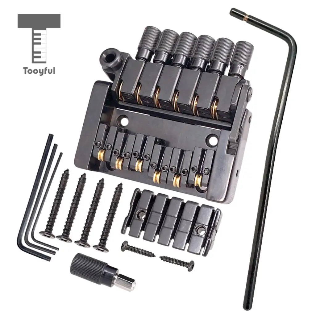 Tooyful Set of 6 String Roller saddle Tremolo Bridge Tailpiece for Headless Electric Guitar Parts