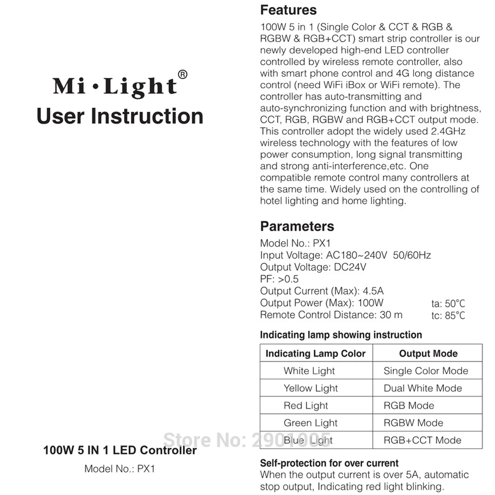 MiLight 100 Вт 5 в 1 светодиодный контроллер встроенный блок питания 2,4 г RF/wifi APP/alexa Голосовое управление для 24 в RGB RGBW RGB+ CCT светодиодный полосы