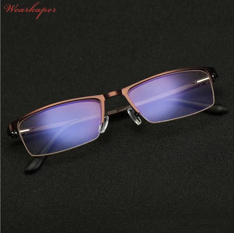 

WEARKAPER Rimless Computer Optical Glasses Anti Blue Ray Myopia Glases frame Men anti radiation prescription eyeglasses women