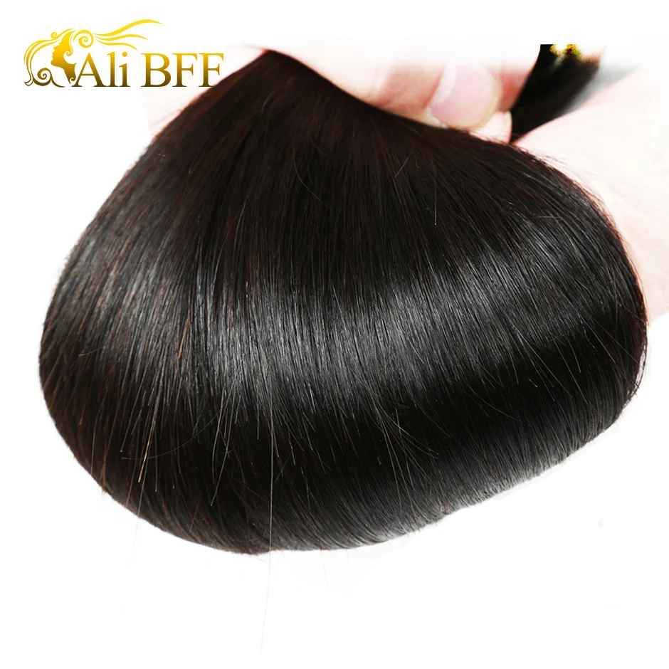 Ali BFF прямые волосы для удлинения с колечками, человеческие волосы пряди натуральных Цвет 1/3/4 пряди индийские волосы прямые Волосы remy пряди натуральных волос