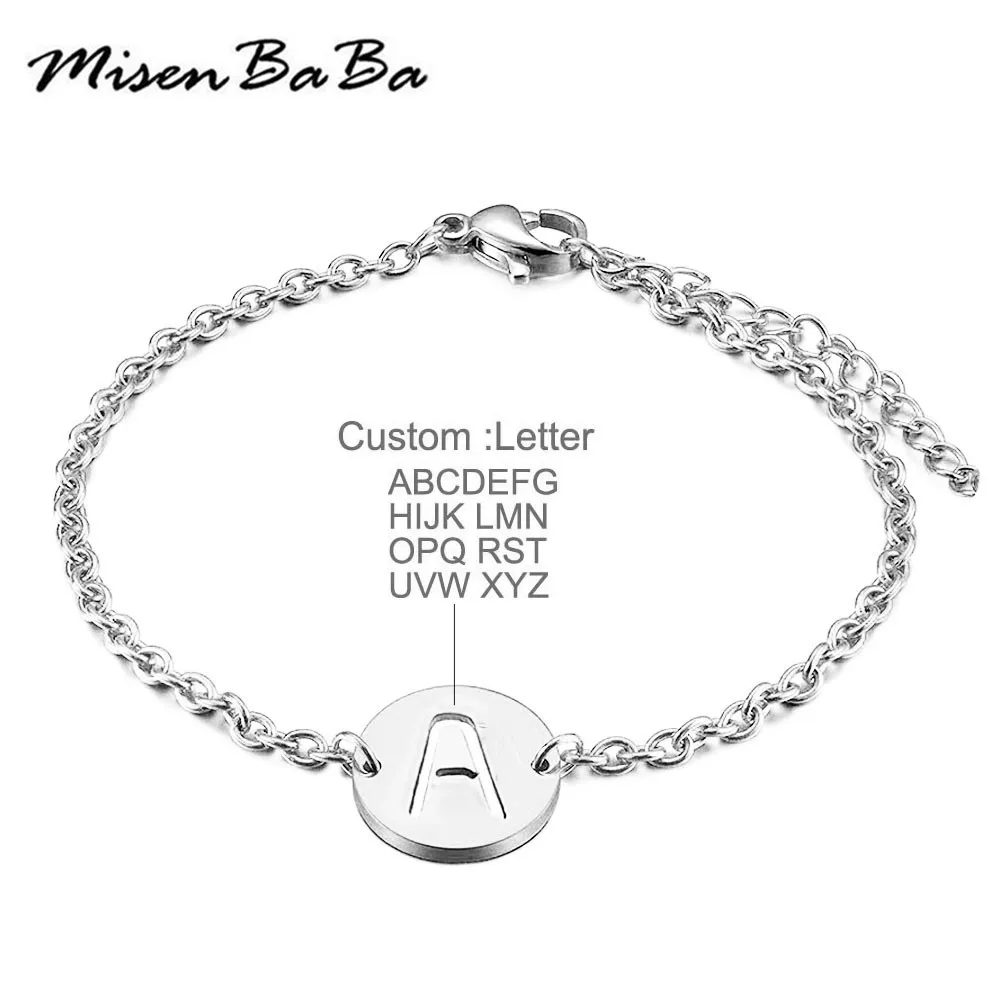 

Initial Custom Letter Bracelets For Women Stainless Steel Chain Alphabet Name Dainty Bracelet Friendship Couple Party Jewelry