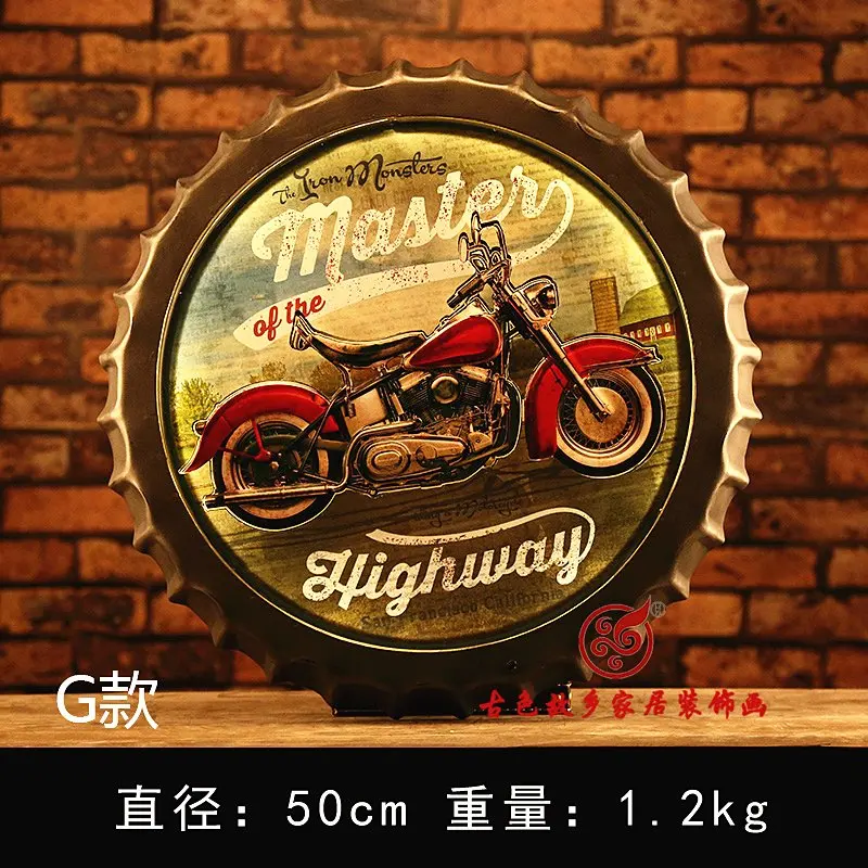 

Motorcycle Large HD Beer Cover Tin Sign Logo Plaque Vintage Metal Painting Wall Sticker Iron Sign Bar KTV Store Decorative 42 CM