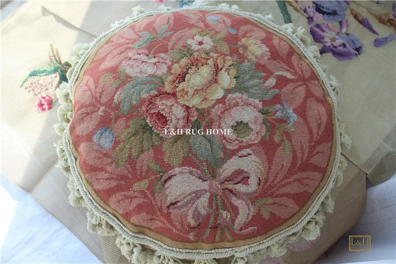 15 K круглая диа 1" игольная Подушка Ручная работа шерстяная подушка, ручная сшитая подушка, без вставок