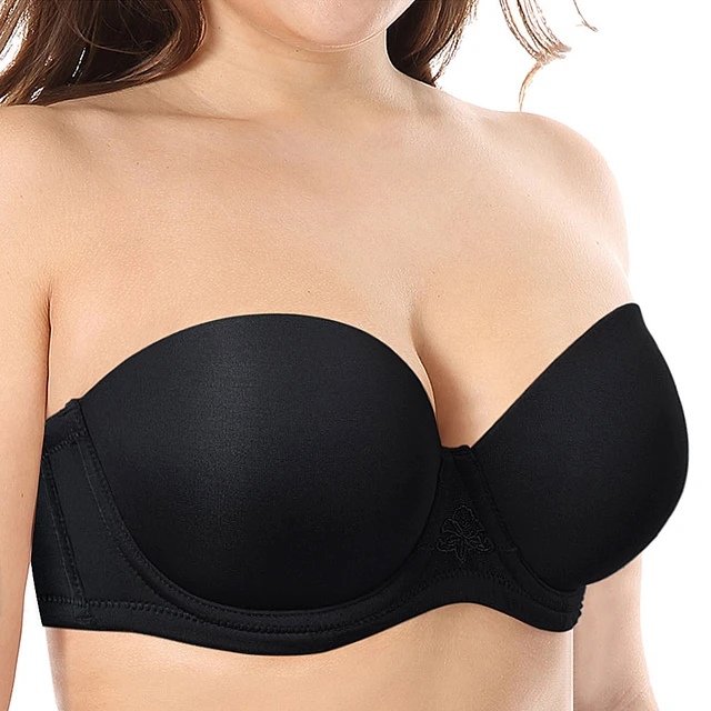 Women Strapless Bra Plus size 32-46 B/C/D/DD/E/F/G Half Cup