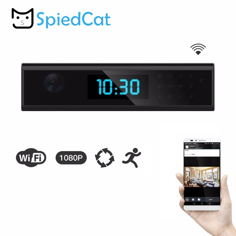 

Night Vision WIFI Mini 1080P HD Wireless Camera Clock Nanny Cam IP Clock Support Android/iOS/iPhone Phone View Video secret