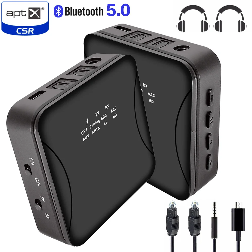 

Bluetooth 5.0 Audio Transmitter Receiver Music CSR8675 AptX HD LL Low Latency TV PC Bt Wireless Adapter RCA/SPDIF/3.5mm Aux Jack