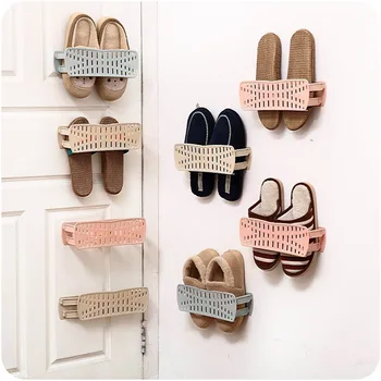 

Home Shoes Storage Rack Fold Wall-mounted Paste PP Shoe Rack Bathroom Wall Flip Flop Suction Wall Durable Shoes Racks