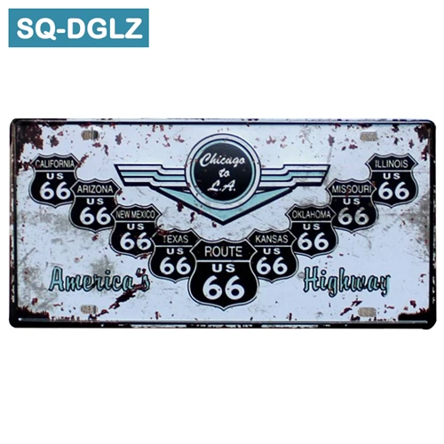 [SQ-DGLZ] Калифорния Route 66 номерных знаков бар настенные украшения жестяная вывеска Винтаж металлический знак Home Decor Живопись бляшек плакат - Цвет: 0011