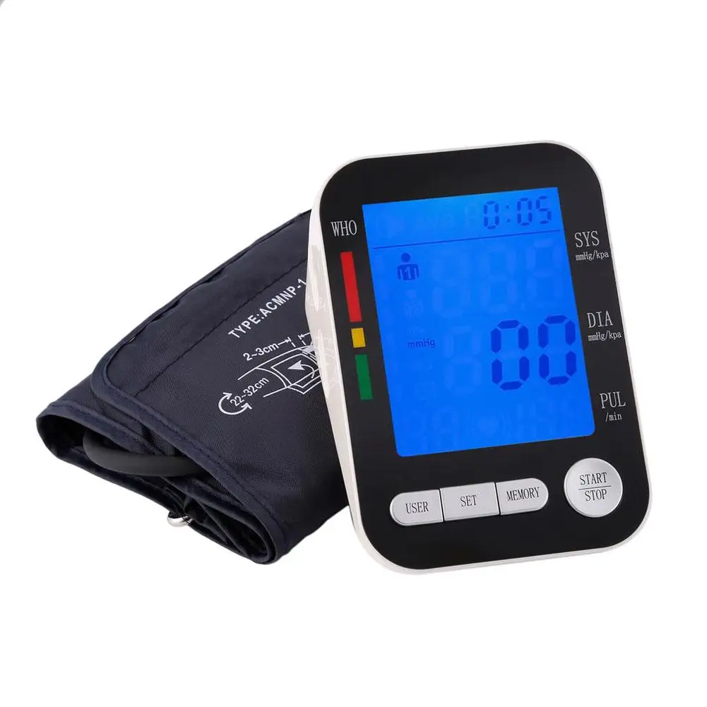 

New arrival LCD Digital Upper Arm Blood Pressure Monitor USB Rechargeable Sphygmomanometer