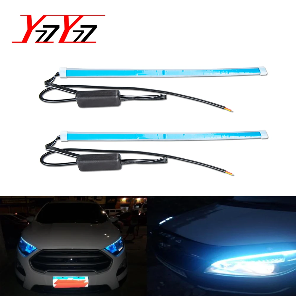 

2pcs Car Light Turn Signal Ultrafine Lamps For Auto DRL LED Daytime Running Lights Car Styling Accessories Guide Strip Headlight