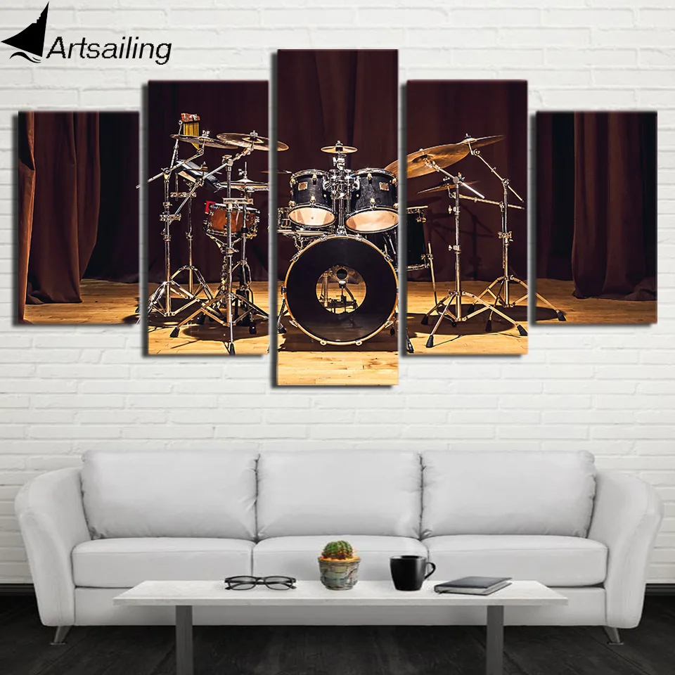 

5 piece HD print wall art canvas painting Rock Music stage Drums Wall Pictures for Living Room Home Decor Free Shipping CU-2542C