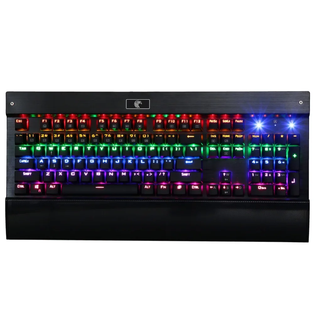 

2016 New Clicky Rainbow Backlit Chroma Dimmable LED Mechanical Eagle Gaming Keyboard 104 Keys Anti-Ghosting Blue Switches