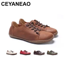 CEYANEAO женская обувь на плоской подошве натуральной кожи, плоские, для пальцев на ногах, на шнуровке Дамская обувь Туфли без каблуков женские мокасины женская обувь(5188-6