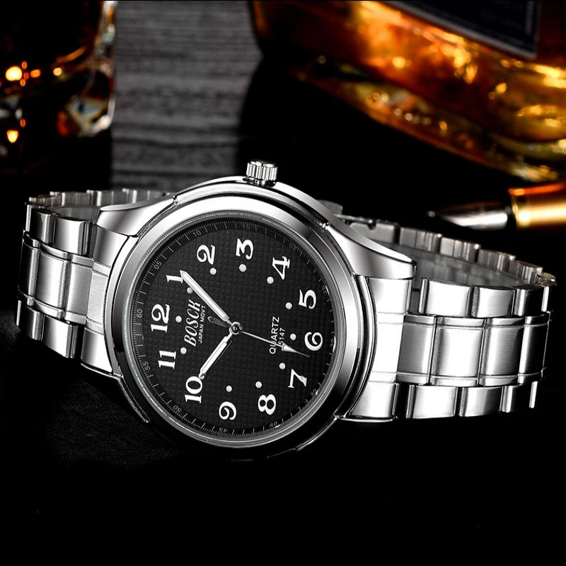 

Bosck Men's Watch Top Brand Luxury Wrist Watch Stainless Steel Waterproof Watches Fashion Business Watch Clock Relogio Masculino