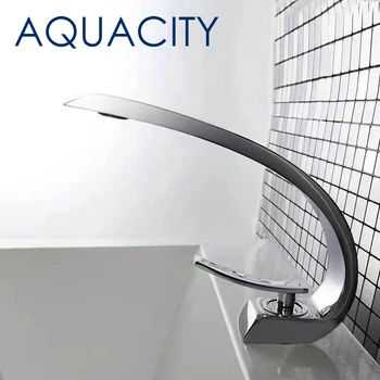 

Free Shipping AQUACITY | Cool design Brass Basin Bathroom Faucet Hot and Cold Mixer