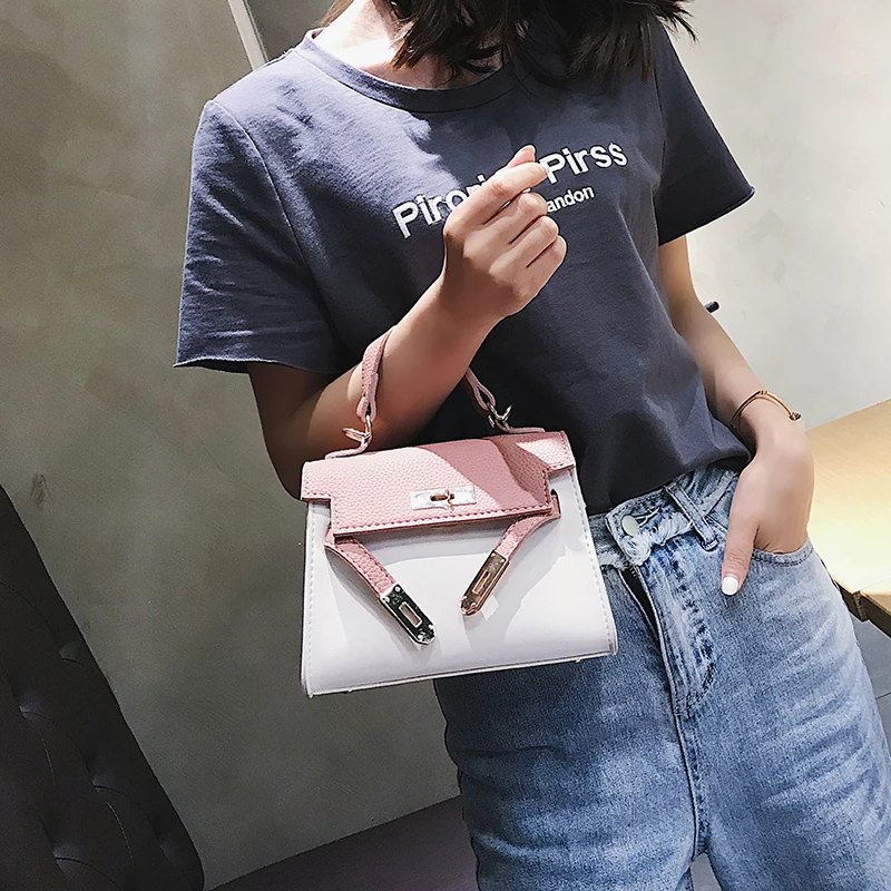 

Casual Leather Top-handle Women Handbags Contrast Color Shoulder Messenger Bags For Women Anti-theft Hight Quality Crossbody Bag
