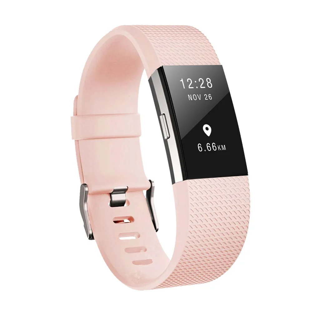 Honecumi для браслета Fitbit Charge 2 Силиконовый умный Браслет Ремешок Замена 10 цветов фитнес-браслет аксессуары для Fitbit - Цвет: Розовый