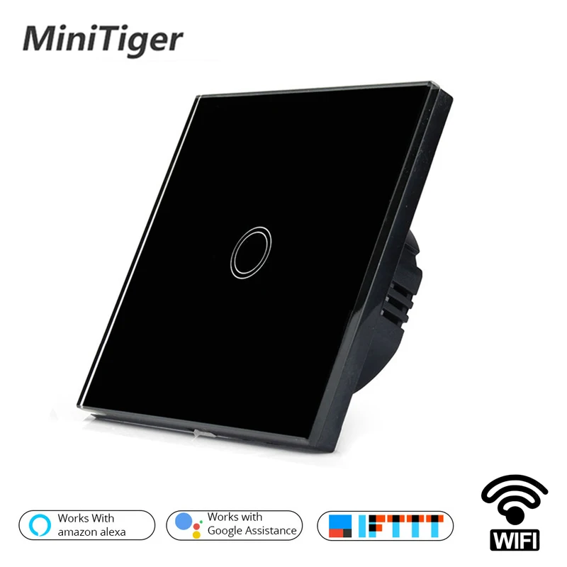 Minitiger EU/UK WIFI Smart Touch Switch APP Wireless Remote Light Wall Crystal Glass Panel Works With Alexa / Google Home | Обустройство
