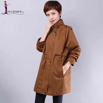 

M-5XL Plus Size Harajuku Single-breasted Women Windbreaker Fall 2018 New Fashion Loose Pure Color Casual Jacket Women Coat NO257