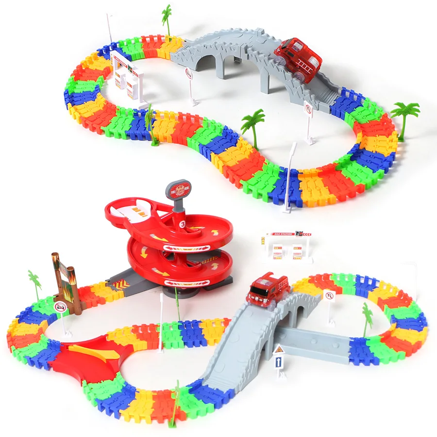 

Magical Track Miraculous Glowing Race Track DIY Puzzle Variety Building Blocks Assembled Car Set Toys For Children