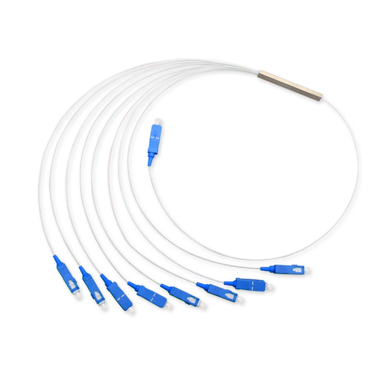 

5 PCS HOT NEW 0.9mm Steel Tube 1x8 Mini Blockless SC/UPC Connector 1*8 Fiber Optic PLC Splitter 1:8 Special wholesale