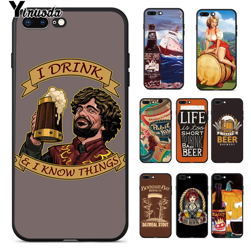 Yinuoda Drink Beer TPU Soft Phone Accessories Cell Phone Case for Apple iPhone 8 7 6 6S Plus X XS MAX 5 5S SE XR Cellphones