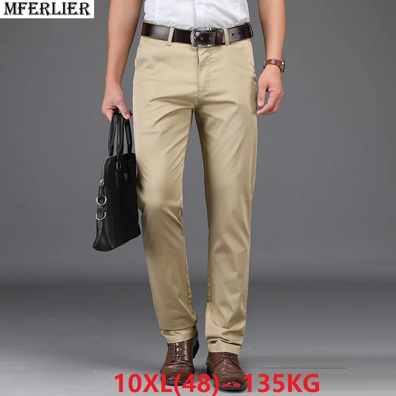 MFERLIER summer men Smart casual pants plus size big 7XL 8XL 9XL 10XL ...