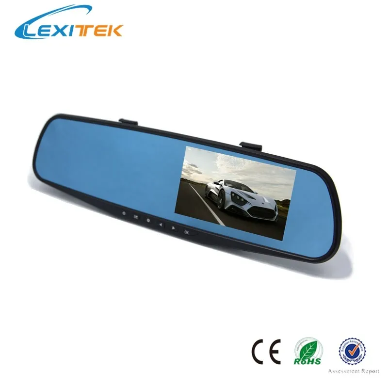 Lexitek D12 4_03.3 inch Dual channel Full HD Car Black Box built-in rear view blue mirror